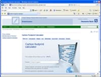 Carbon Footprint corporate calculator running as a web app on a mobile phone