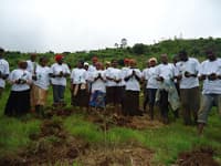 Happy planters from the Kenya project team